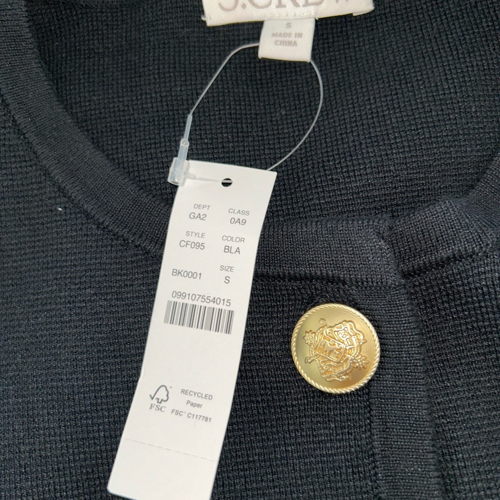 J.Crew Women’s Black Giselle Sweater Blazer with Gold Buttons - Picture 7 of 7
